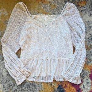 LC Lauren Conrad Cream Textured Blouse